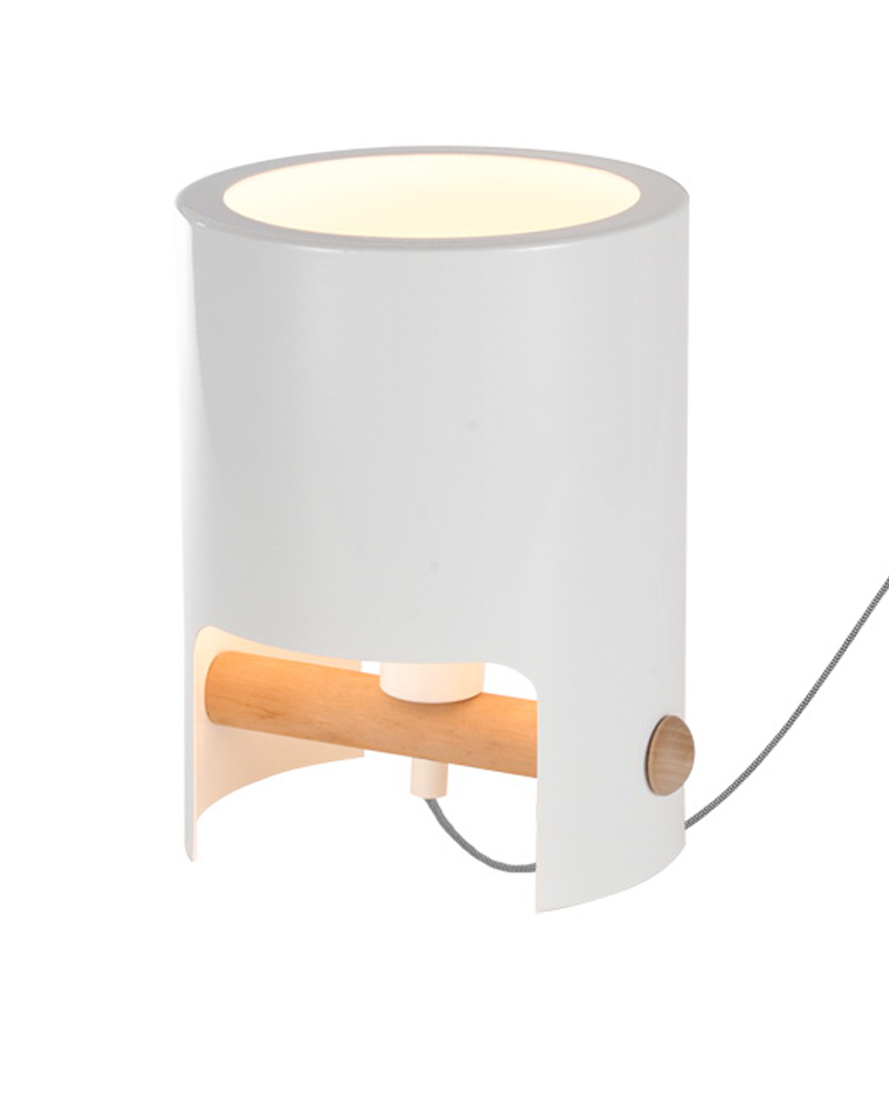 Lámpara de mesa 26cm forma de cubo de madera blanca E27 20W