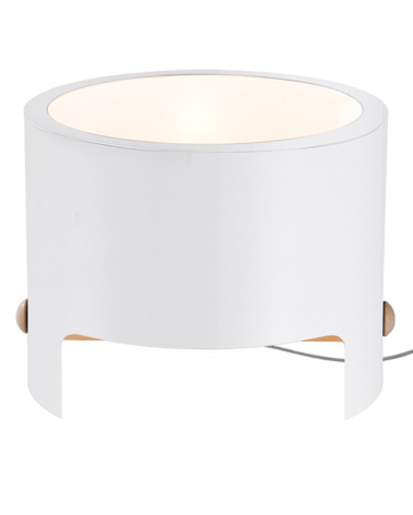 Lámpara de mesa 22cm forma de cubo de madera blanca E27 20W