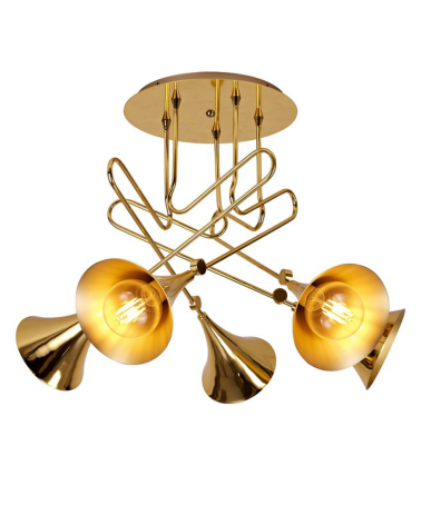 Ceiling lamp 76cm with 5 iron spotlights gold finish 5x20W E27