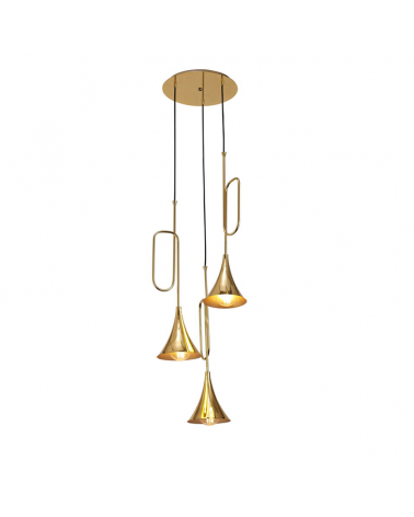 Ceiling lamp 44cm with 3 iron spotlights gold finish 3x20W E27