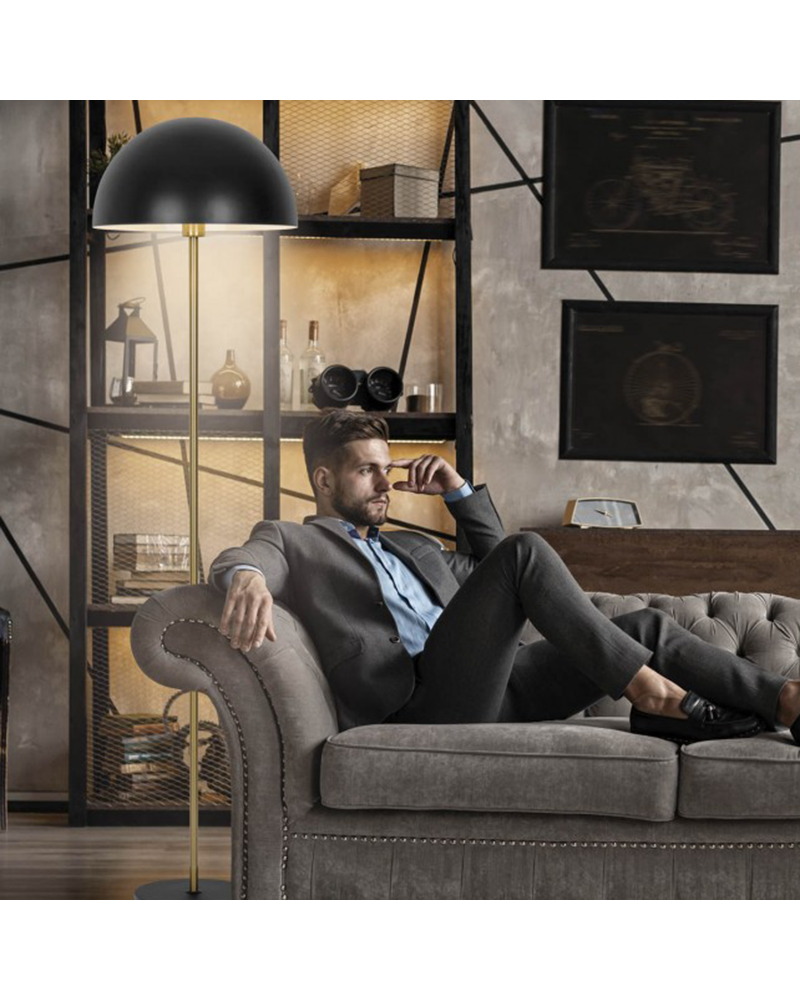 Floor lamp 165cm metal with black and gold finish 60W E27