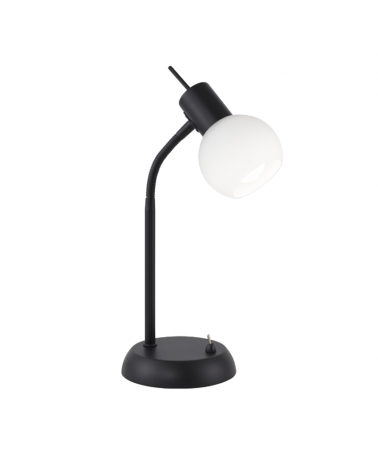 Lamp 34cm black finish with opal glass lampshade 40W E14 oscillating and flexible arm
