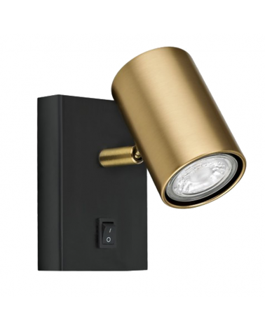 Metal wall light with black and leather finish 10W GU10 on/off switch