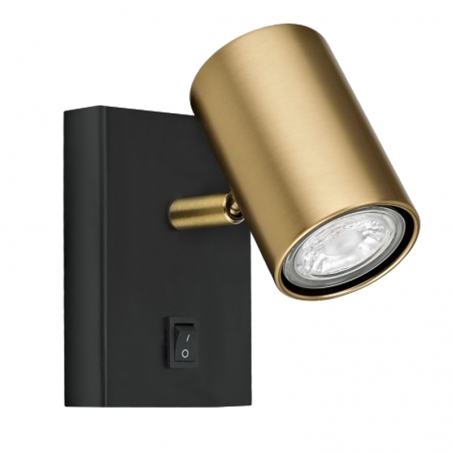Metal wall light with black and leather finish 10W GU10 on/off switch