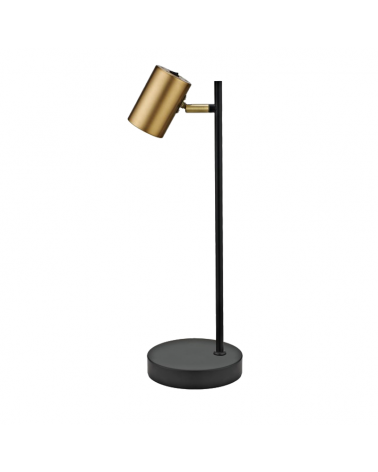 Lámpara de mesa 45cm de metal acabado negro y cuero 10W GU10 con interruptor