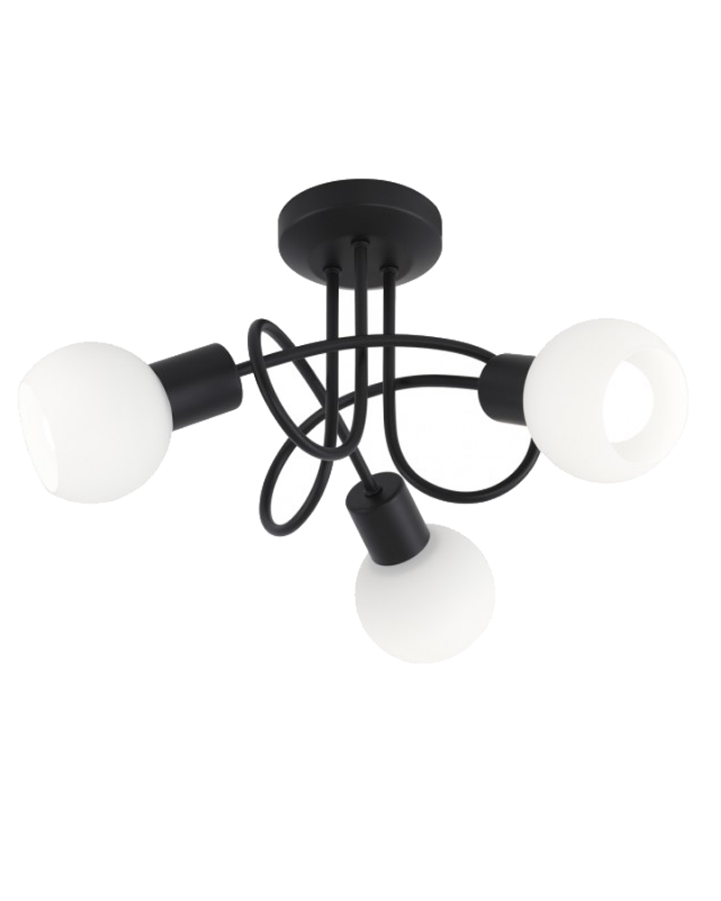 Ceiling lamp 30cm 3 spotlights opal glass shade 3x40W E14