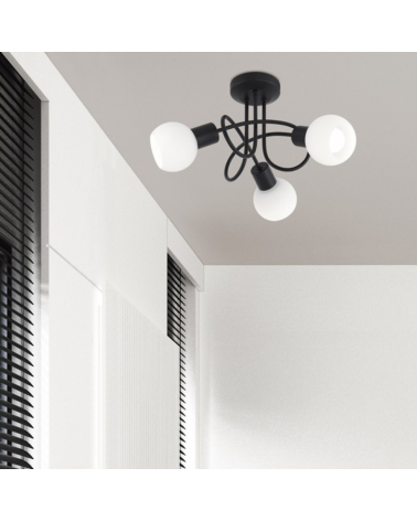 Ceiling lamp 30cm 3 spotlights opal glass shade 3x40W E14