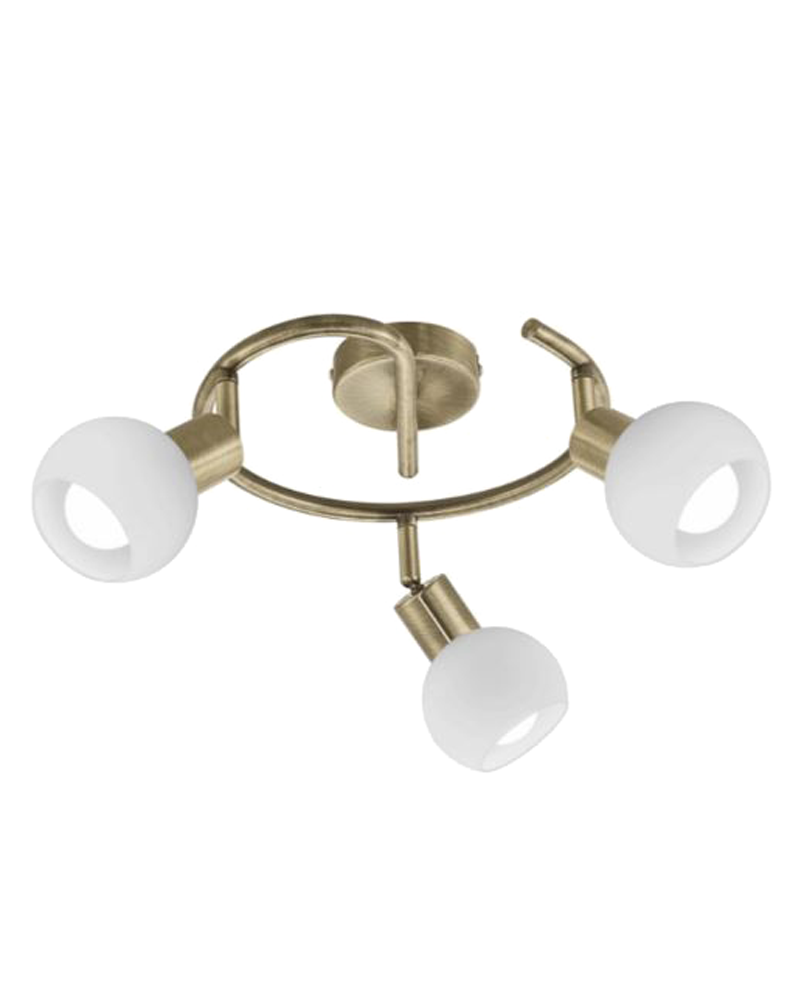Ceiling lamp 30cm 3 spotlights opal glass shade 3x40W E14