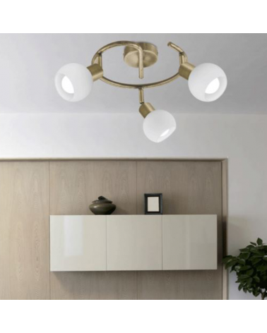 Ceiling lamp 30cm 3 spotlights opal glass shade 3x40W E14