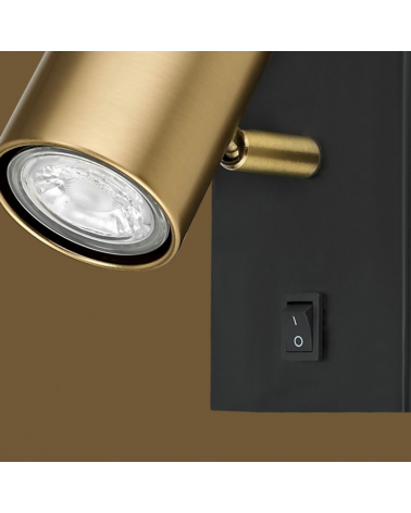Metal wall light with black and leather finish 10W GU10 on/off switch