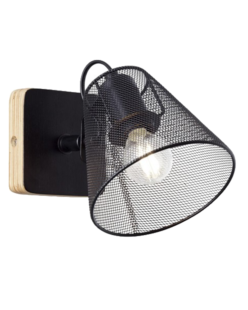 Wall light wood and metal black finish 40W E14
