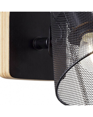 Aplique de pared de madera y metal acabado negro 40W E14