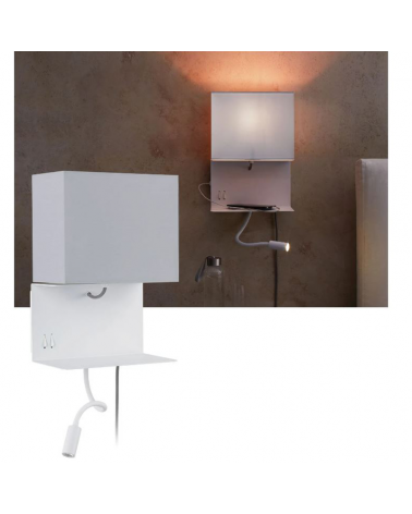 Wall light 3000K LED with grey and white metal mobile phone charger with 2 E27 2.5W lights
