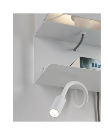 Aplique de pared LED 3000K con cargador de móvil de metal gris y blanco con 2 luces E27 2,5W