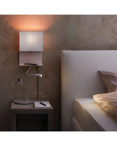 Wall light 3000K LED with grey and white metal mobile phone charger with 2 E27 2.5W lights