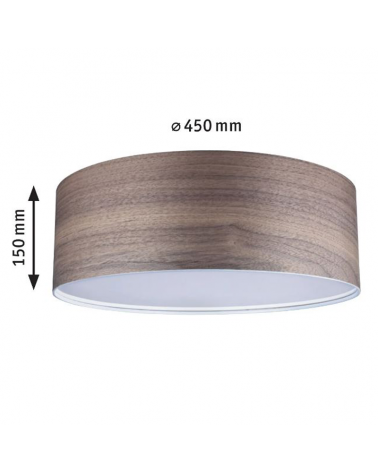 Ceiling light 45cm round metal and wood dark wood color E27 3x20W