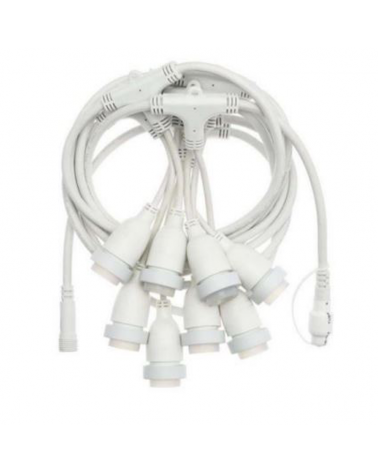Festoon light 15m with 15 lamp E27 white cable holders suitable for outdoor use IP54