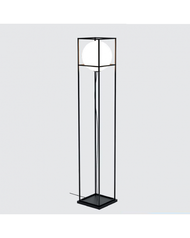 Floor lamp 170cm iron with black finish and opal glass sphere 20W E27