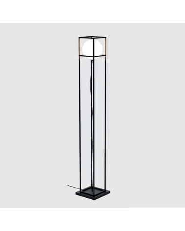 Floor lamp 160cm iron with black finish and opal glass sphere 20W E27