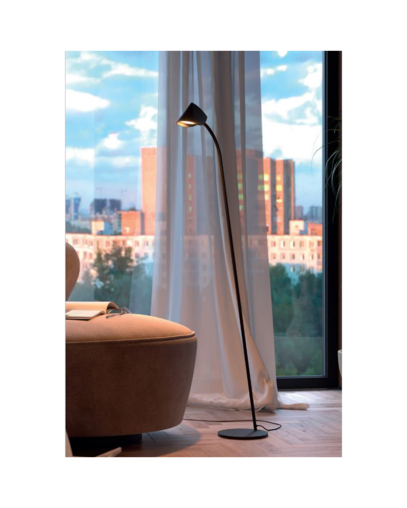 Floor lamp 129cm LED aluminum and iron 8.5W warm light 3000K