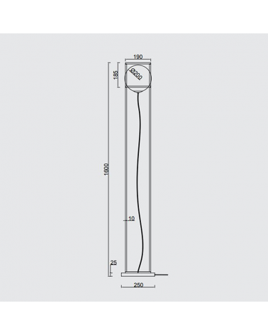 Floor lamp 160cm iron with black finish and opal glass sphere 20W E27