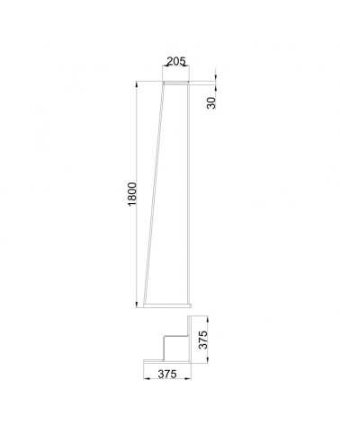 Lámpara de pie 180cm LED de aluminio 20W luz cálida 3000K Regulable