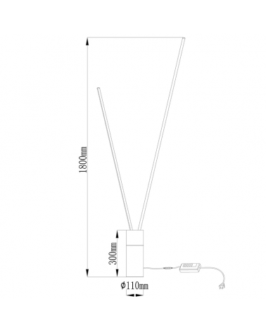 Floor lamp 180cm LED aluminum and iron 44W warm light 3000K Dimmable