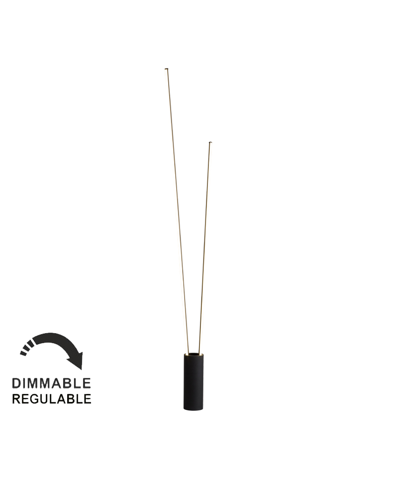 Lámpara de pie 180cm LED de aluminio y hierro 44W luz cálida 3000K Regulable