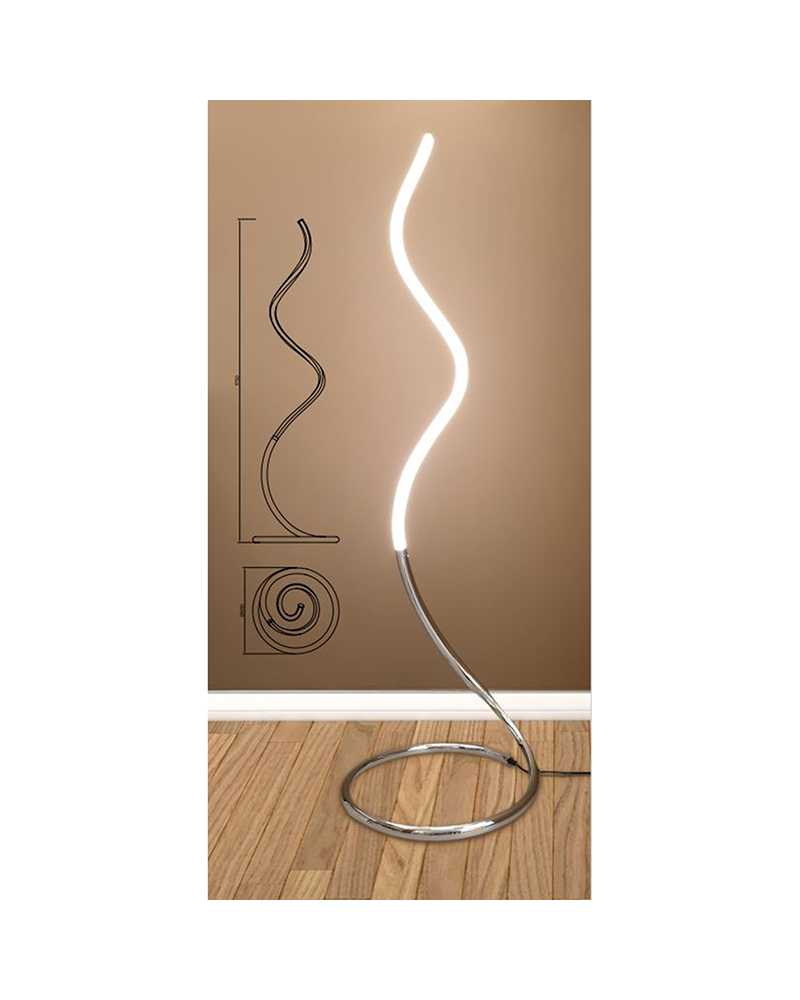 Floor lamp 175cm acrylic LED chrome and white finish 20W warm light