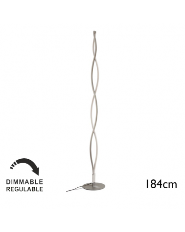Floor lamp 184cm LED in acrylic aluminum and silver finish steel 28W warm light 3000K Dimmable