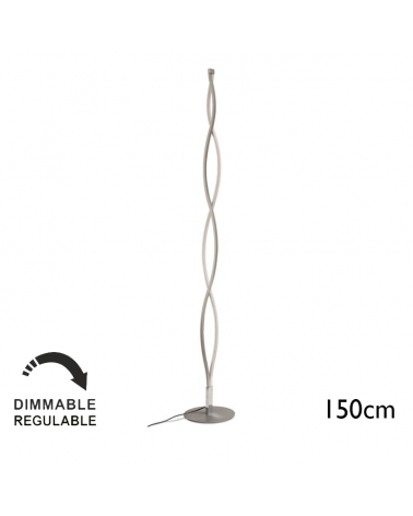 Floor lamp 150cm LED in acrylic aluminum and silver finish steel 20W warm light 3000K Dimmable