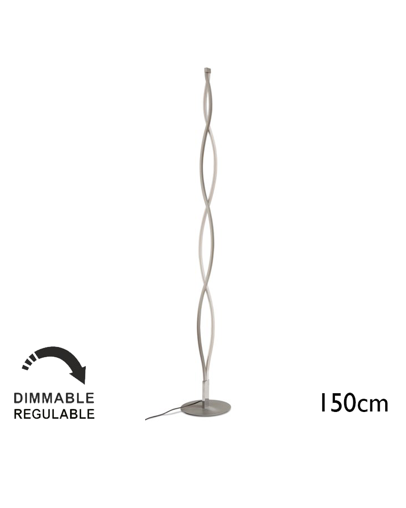 Floor lamp 150cm LED in acrylic aluminum and silver finish steel 20W