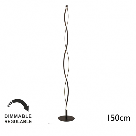 Lámpara de pie 150cm LED de aluminio acrílico y acero acabado negro 20W luz cálida 3000K Regulable