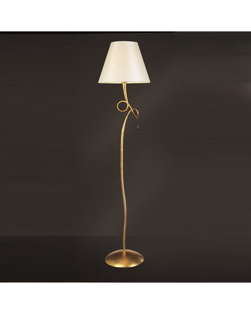 Floor lamp 173cm LED beige finish fabric lampshade and gold finish base E27 20W