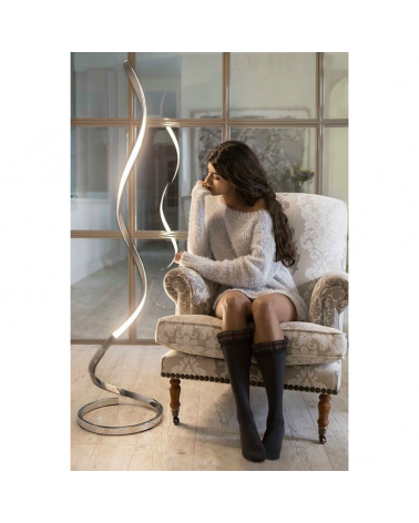 Floor lamp 148cm LED in acrylic aluminum and steel chrome finish 20W warm light 3000K Dimmable