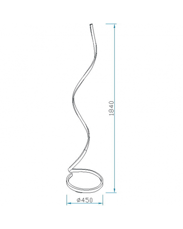 Floor lamp 184cm LED in acrylic aluminum and steel chrome finish 20W warm light 3000K Dimmable