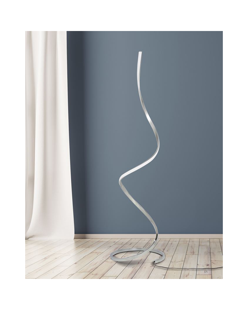 Floor lamp 184cm LED in acrylic aluminum and steel chrome finish 20W warm light 3000K Dimmable