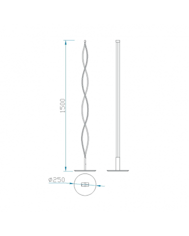 Floor lamp 150cm LED in acrylic aluminum and silver finish steel 20W warm light 3000K Dimmable
