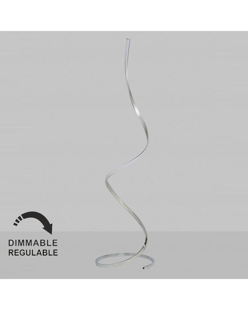 Floor lamp 184cm LED in acrylic aluminum and steel chrome finish 20W