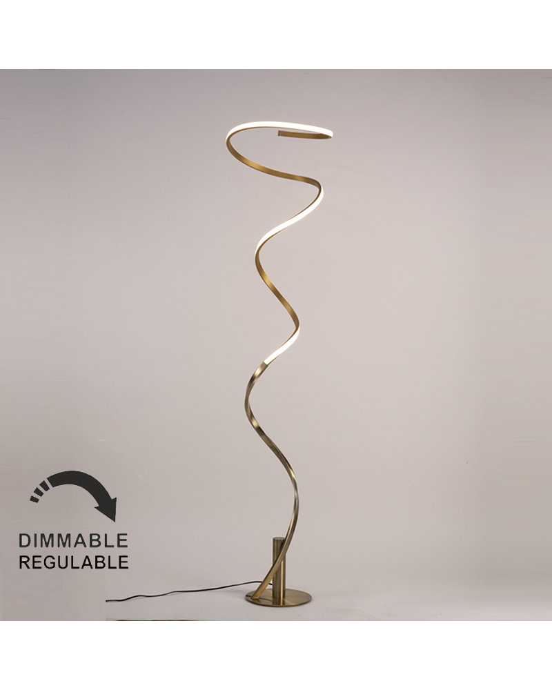 Floor lamp 185cm LED in acrylic aluminum and satin leather finish steel 42W warm light 3000K Dimmable