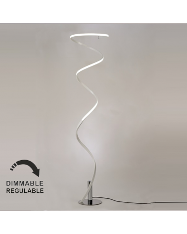 Lámpara de pie 185cm LED de aluminio acrílico y acero acabado blanco y cromo 42W luz cálida 3000K Regulable