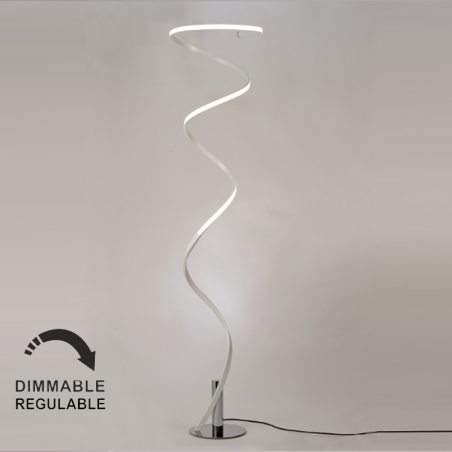 Lámpara de pie 185cm LED de aluminio acrílico y acero acabado blanco y cromo 42W luz cálida 3000K Regulable