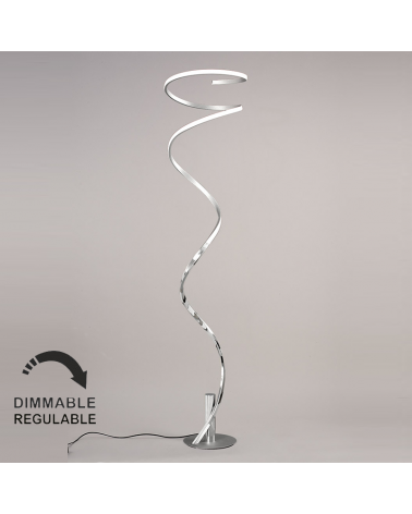 Lámpara de pie 185cm LED de aluminio acrílico y acero acabado plata y cromo 42W luz cálida 3000K Regulable