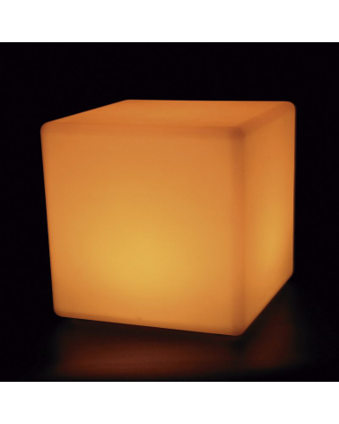 Lámpara cubo LED para exterior 15cm blanco luz cálida y RGB 16 colores IP65 con mando a distancia