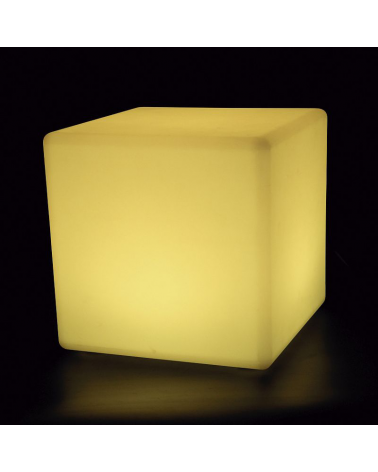 Lámpara cubo LED para exterior 15cm blanco luz cálida y RGB 16 colores IP65 con mando a distancia