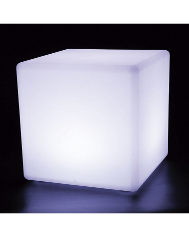 Lámpara cubo LED para exterior 15cm blanco luz cálida y RGB 16 colores IP65 con mando a distancia