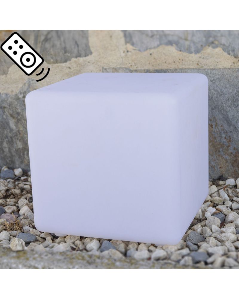 Outdoor LED cube lamp 15cm white warm light and RGB 16 colors IP65 with remote control