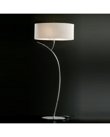 Floor lamp 170cm off-white finished fabric lampshade and chrome finished metal base 2xE27 20W