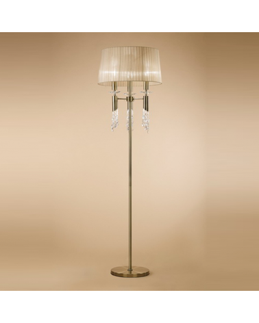 Floor lamp 175cm glass metal and fabric leather finish 3xE27 20W