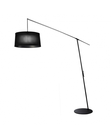 Floor lamp 205cm black metal with black or white shade extensible E27 20W